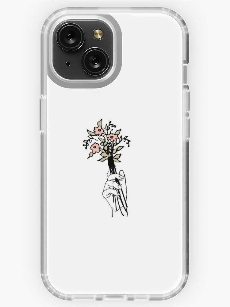 white minimalist aesthetic flowers phone case wallet sticker