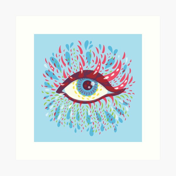Weird Blue Psychedelic Eye Trippy Art Art Print