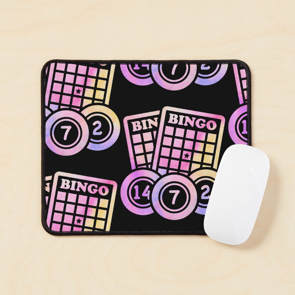 "Bingo sheets and balls yellow and pink watercolor offset pattern