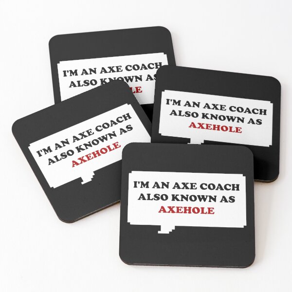 Item preview, Funny axe saying I'm an axe coach aka axehole retro free speech bubble with black and red typography - dark mode edition designed and sold by Deegital18.