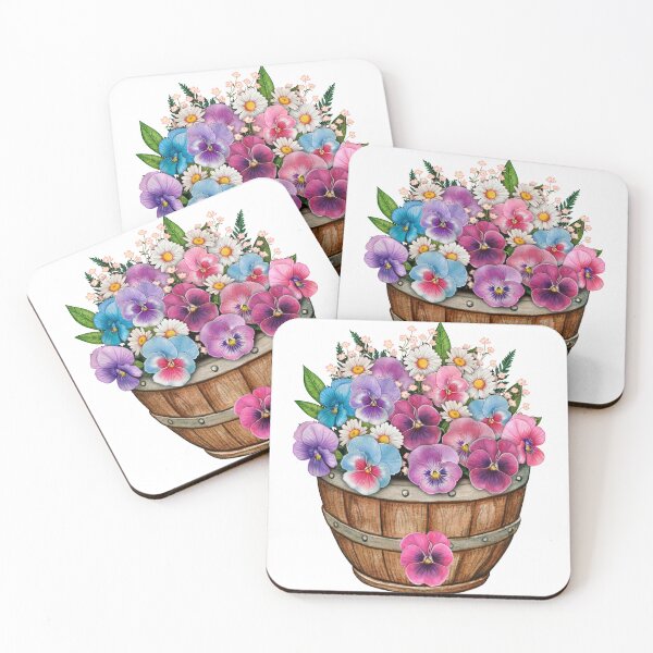Item preview, Watercolor Pansy Flower Basket designed and sold by silviaol.