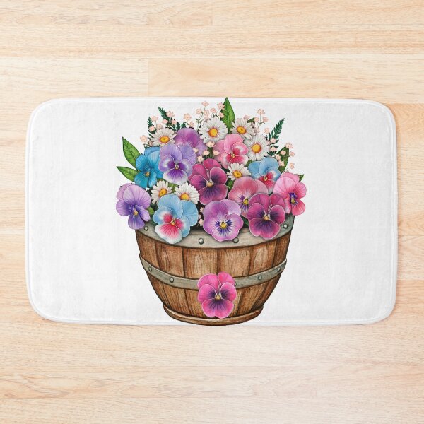 Item preview, Watercolor Pansy Flower Basket designed and sold by silviaol.