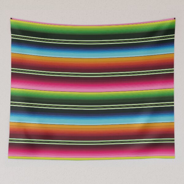Item preview, Multi neon Serape Mexican serape blanket vibrant color stripes zarape pattern designed and sold by T-Mex.