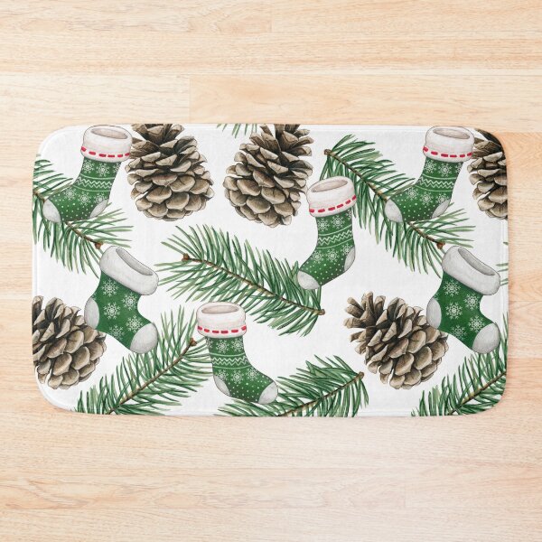 Item preview, Christmas Green Stockings and Pinecones designed and sold by silviaol.