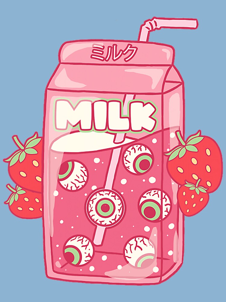 Weirdcore Aesthetic Kawaii Strawberry Milk Carton Eyeballs Gift