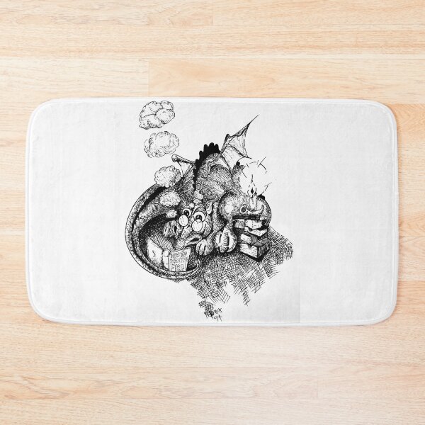 Item preview, Dragon Reading a Book Artwork (black/white) designed and sold by DMcK Designs.
