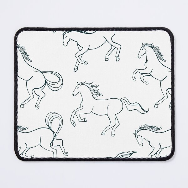 Artikelvorschau, Ein Stampede of Wild Horses-Muster, Schwarz auf Weiß entworfen und verkauft von pinkthesis.