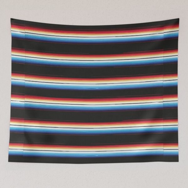 Item preview, Black neon Serape Mexican serape blanket vibrant color stripes zarape saltillo lines pattern designed and sold by T-Mex.