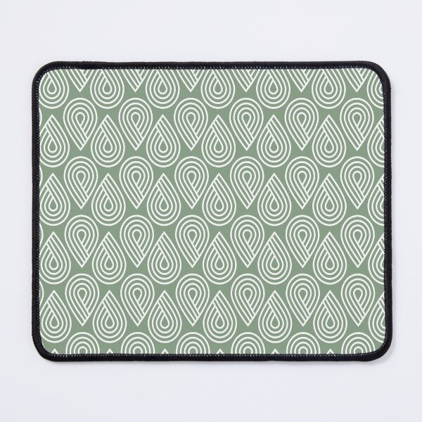 Item preview, White on basil green geometric ornamental droplet pattern designed and sold by CONTRAPINK.