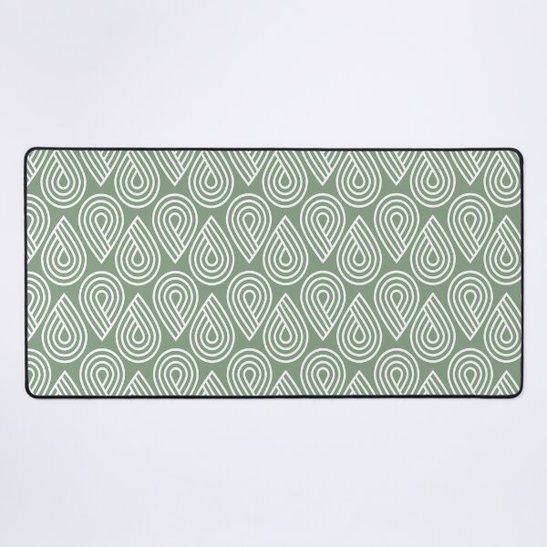 Item preview, White on basil green geometric ornamental droplet pattern designed and sold by CONTRAPINK.