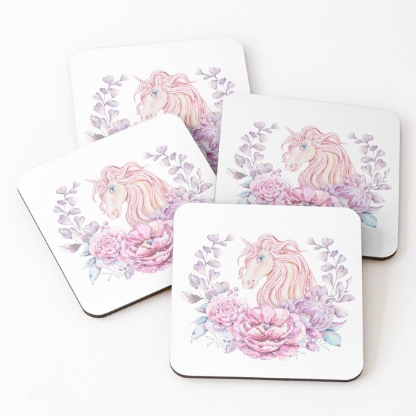 Item preview, Elegant watercolor pink peony wreath with unicorn print, flower bouquet painting designed and sold by tiana-geo.