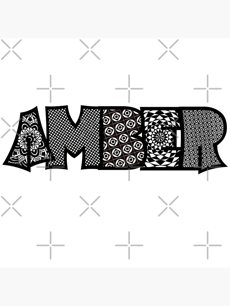 "Amber black and white name doodle" Poster for Sale by heatherbenner