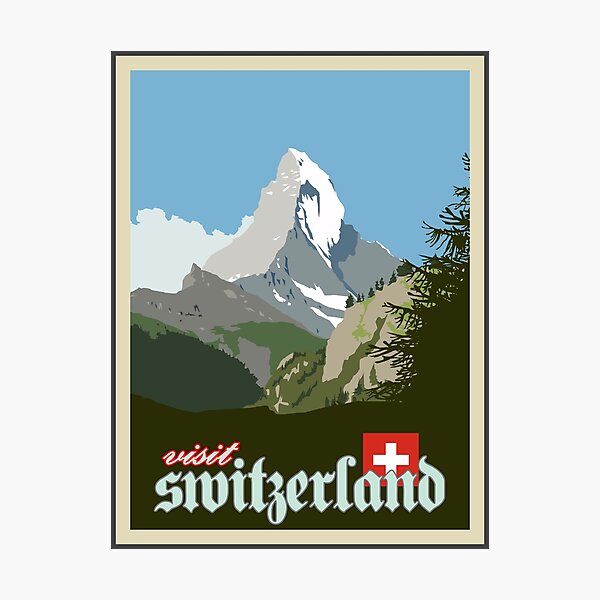 Item preview, Visit Switzerland Vintage Travel Poster Graphic designed and sold by axialdesigns.