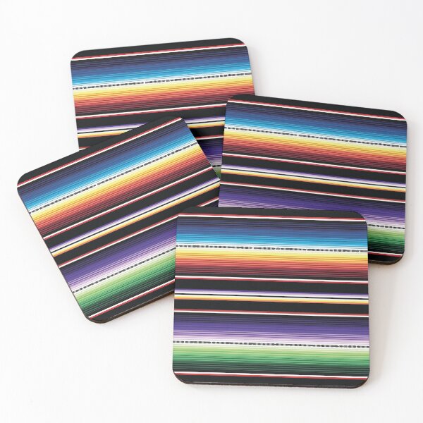 Item preview, Black neon Serape Mexican serape blanket vibrant color stripes zarape saltillo lines pattern designed and sold by T-Mex.
