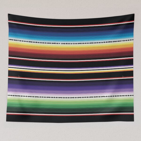 Item preview, Black neon Serape Mexican serape blanket vibrant color stripes zarape saltillo lines pattern designed and sold by T-Mex.