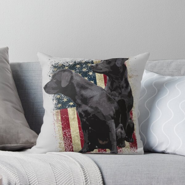Item preview, Patriotic Black Labrador Retrievers, 2 Labradors with American Flag  designed and sold by LifeCrush.