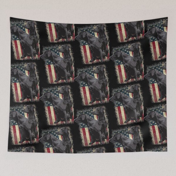 Item preview, Patriotic Black Labrador Retrievers, 2 Labradors with American Flag  designed and sold by LifeCrush.