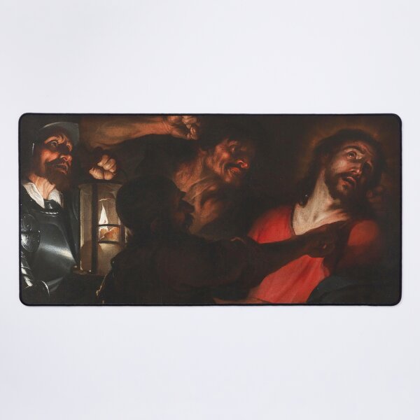 Item preview, The Capture of Christ | School of Caravaggio | 17th Century Renaissance Gospel Biblical Art designed and sold by CJET.