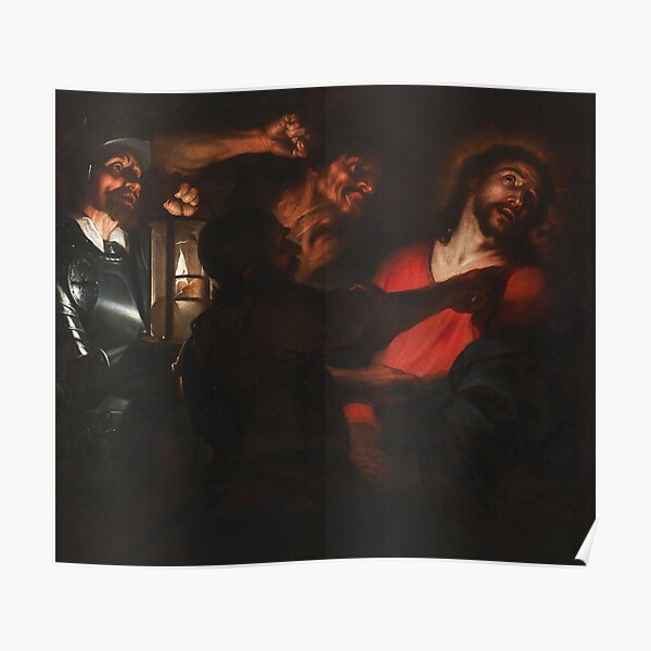 Póster La Captura De Cristo Escuela De Caravaggio Arte Bíblico Del Evangelio Del 0377