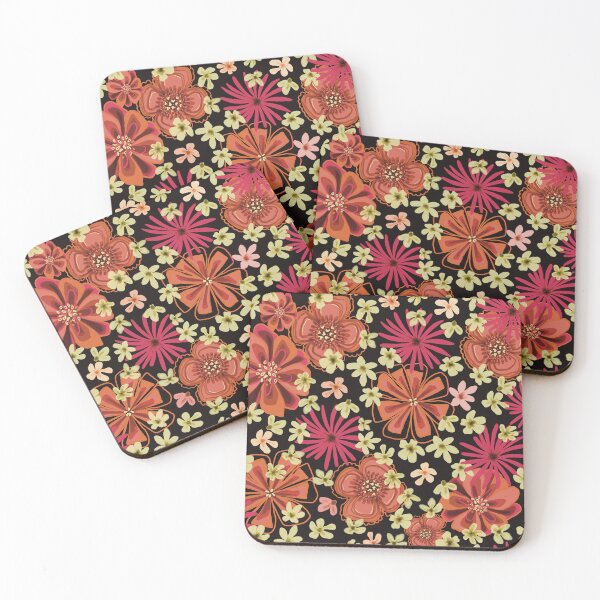 Item preview, Black orange and pink daisy ditsy  designed and sold by SisterlyLove.