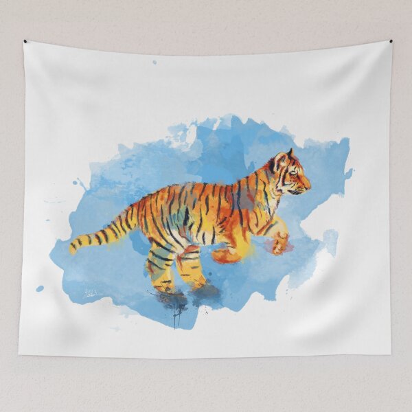 Item preview, Tiger Cub - tiger painting, baby animal digital art, cute illustration designed and sold by Flo Art Studio.