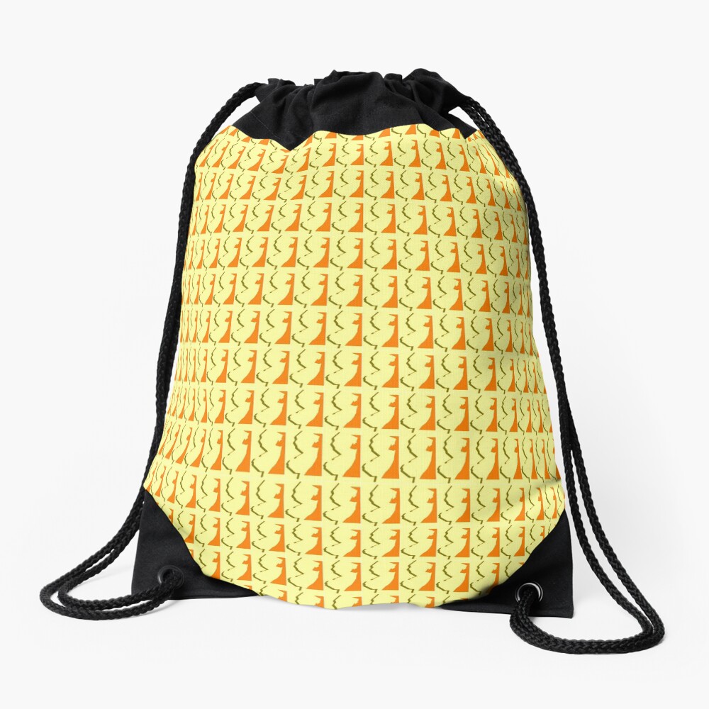 New Jersey Orange & Yellow tiled image Drawstring Bag
