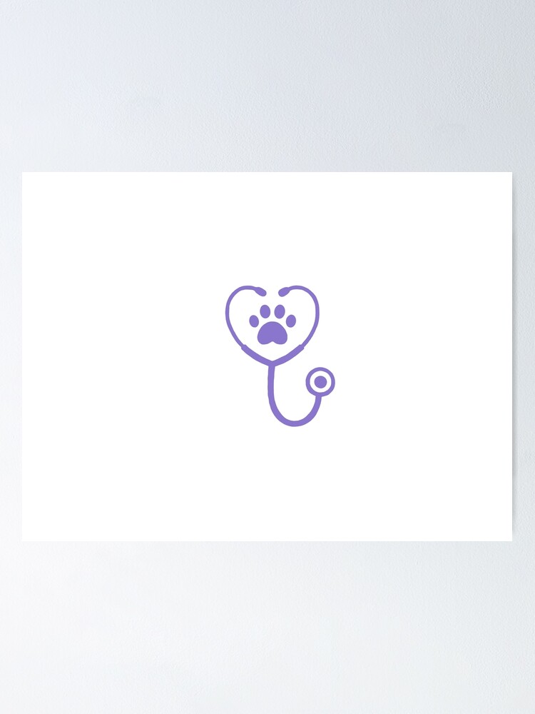 “Purple paw print stethoscope” Poster for Sale by heatherthevet | Redbubble