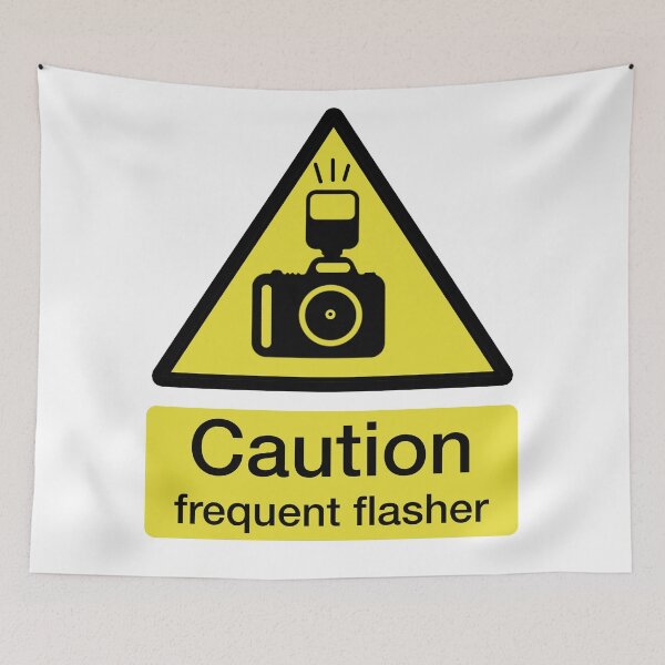 Item preview, Caution, frequent flasher - Photographer shirt designed and sold by lewbarberdesign.