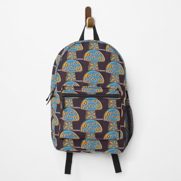Item preview, Blue and orange dominant Brightly colored psychedelic mushroom pattern ? designed and sold by Laree Jones.