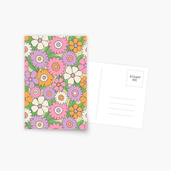 Item preview, Groovy retro flower power pattern in lilac, pink and orange designed and sold by Nat Orona.
