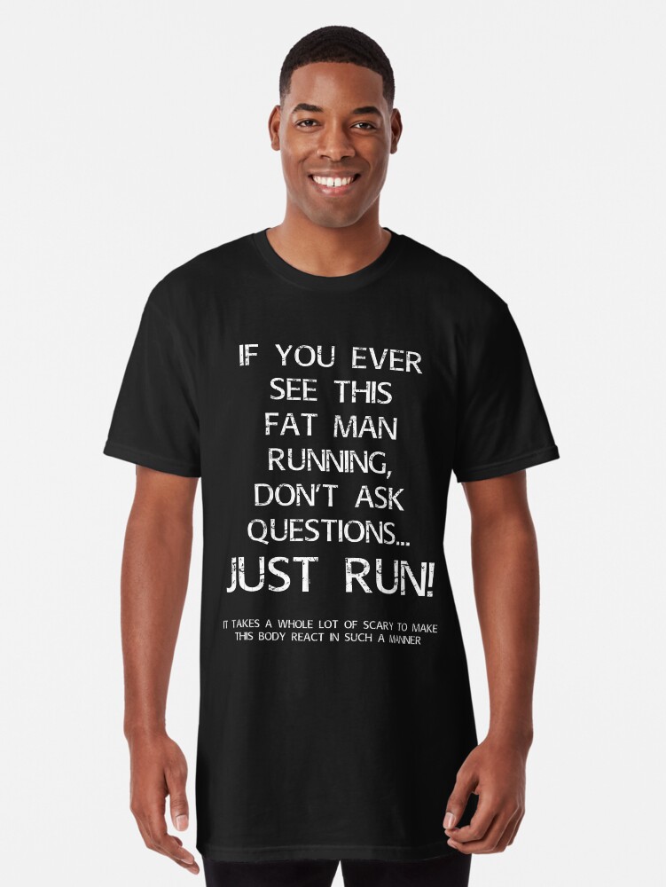 "Funny Fat Man Running Tshirt" Tshirt by 198tees Redbubble