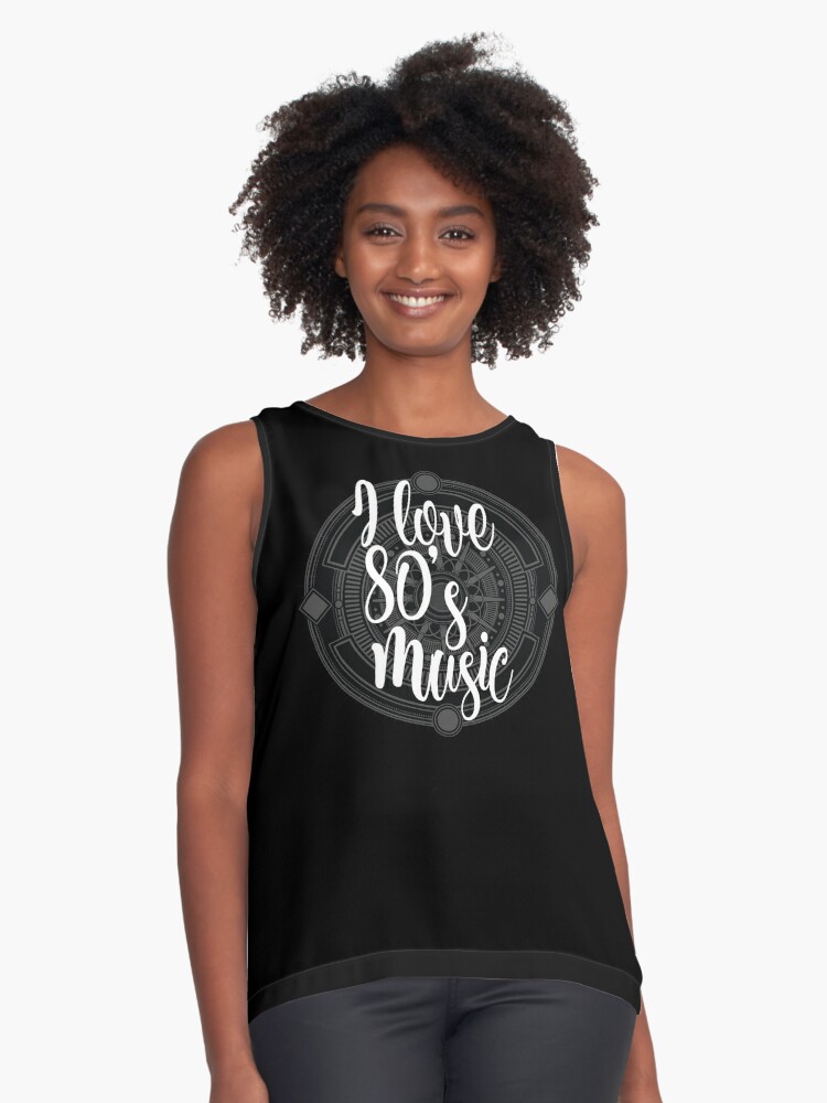 Music Is Love Red Cute Typography Camiseta sin Mangas para Mujer 