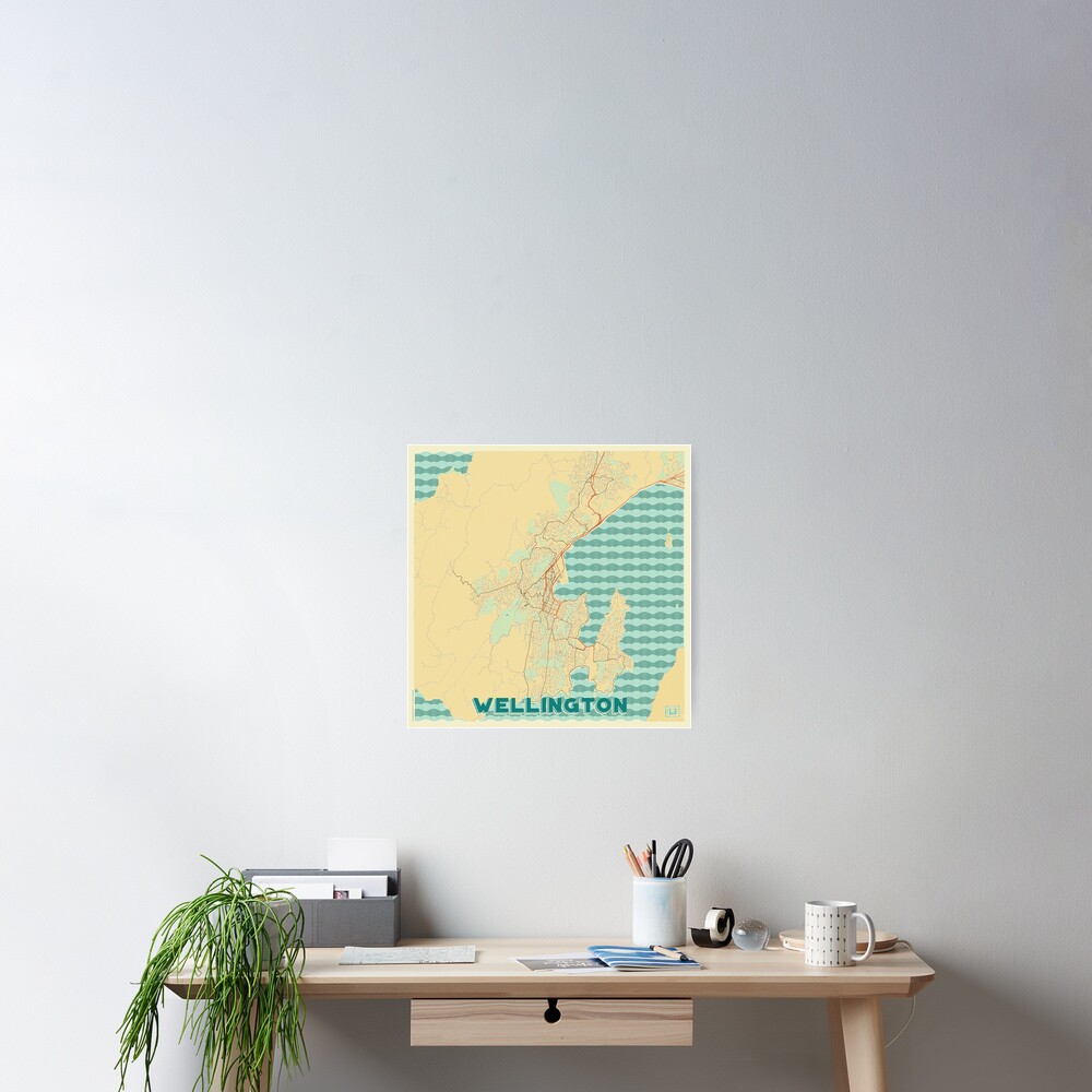 Wellington Map Retro Poster