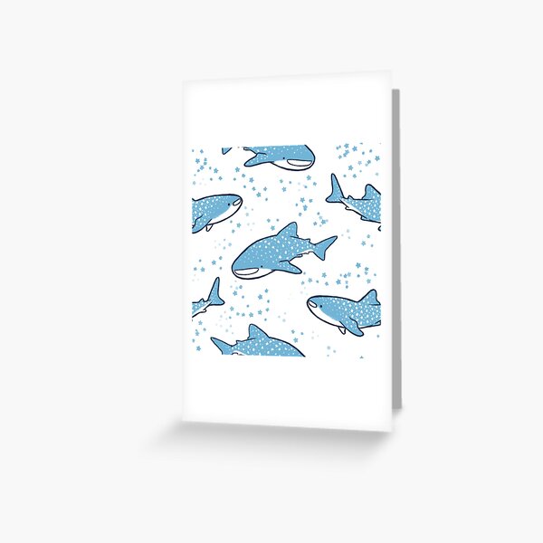 Starry Whale Sharks (Light version) Greeting Card