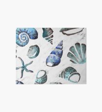 South pacific sea shells - white marble Art Board