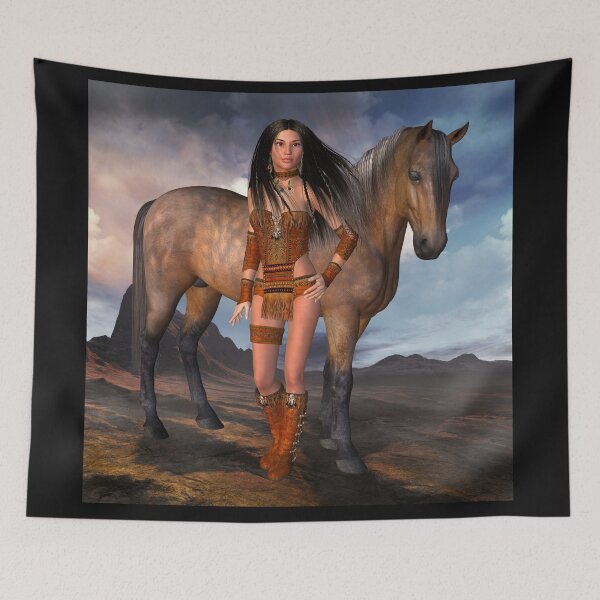 Item preview, Native American Girl Bay Horse designed and sold by apgme.