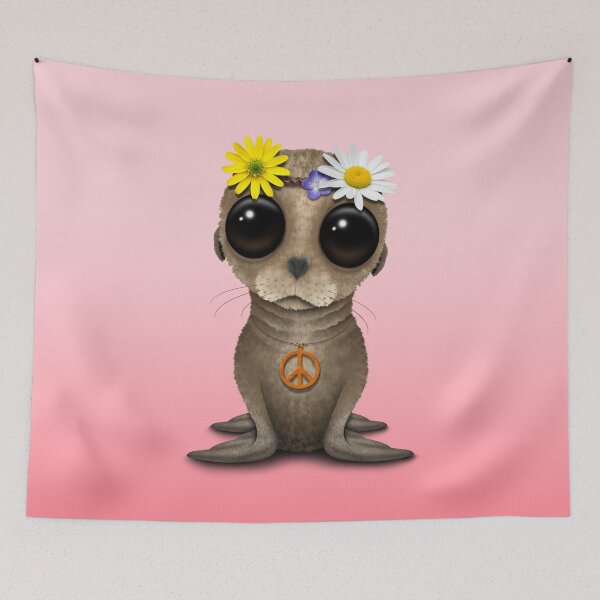 Item preview, Cute Baby Sea Lion Hippie on Pink designed and sold by JeffBartels.