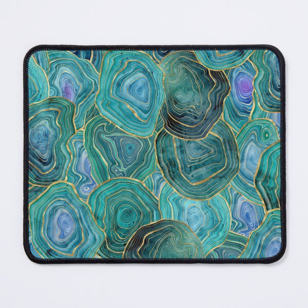 Item preview, Teal and Gold Watercolor Agate stone pattern, lovely and soft swirls of light teals and blues with gold accents designed and sold by Orianah.