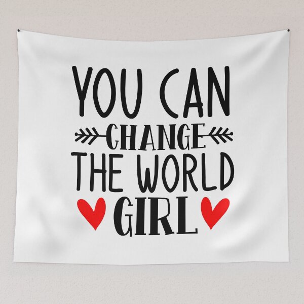 Item preview, You Can Change The World Girl Positive Saying Black Typography designed and sold by MindfulMeta.