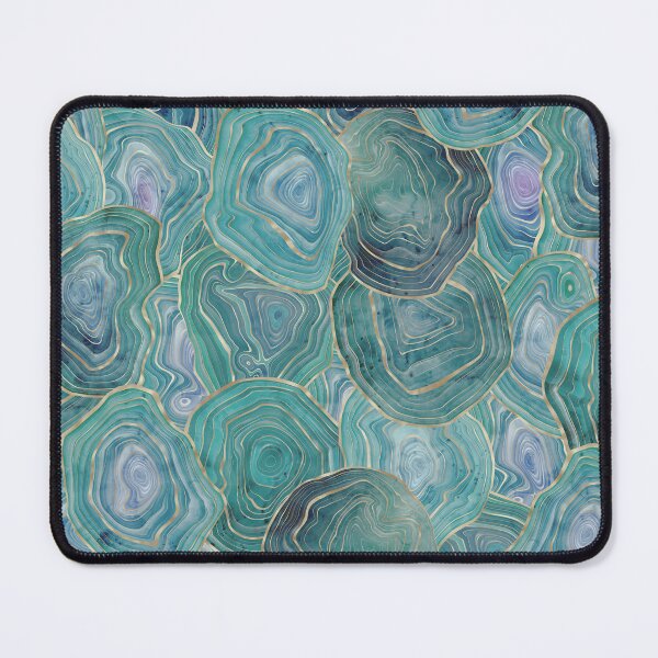 Item preview, Pastel Teal and Gold Watercolor Agate stone pattern, lovely and soft swirls of light teal colors with gold accents designed and sold by Orianah.