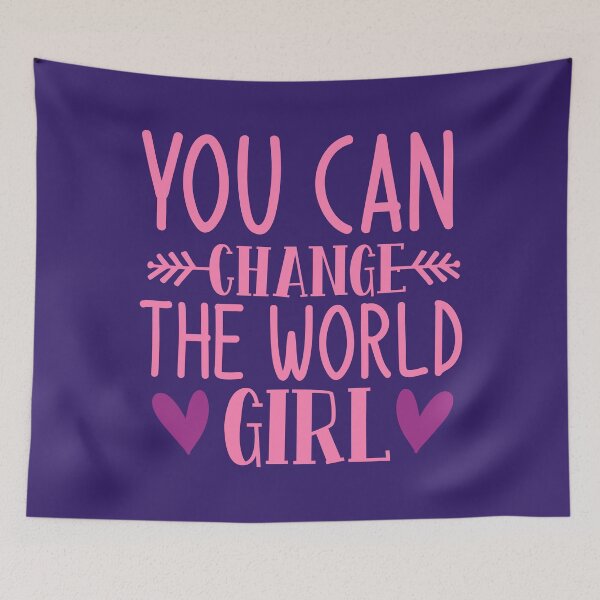 Item preview, You Can Change The World Girl Positive Saying Pink Typography designed and sold by MindfulMeta.
