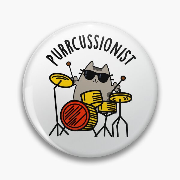 Item preview, Purr-cussionist Funny Drummer Cat Puns  designed and sold by punnybone.