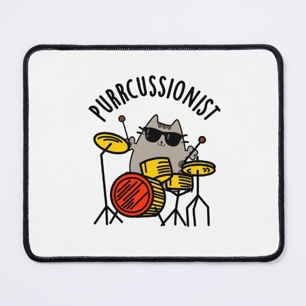 Item preview, Purr-cussionist Funny Drummer Cat Puns  designed and sold by punnybone.