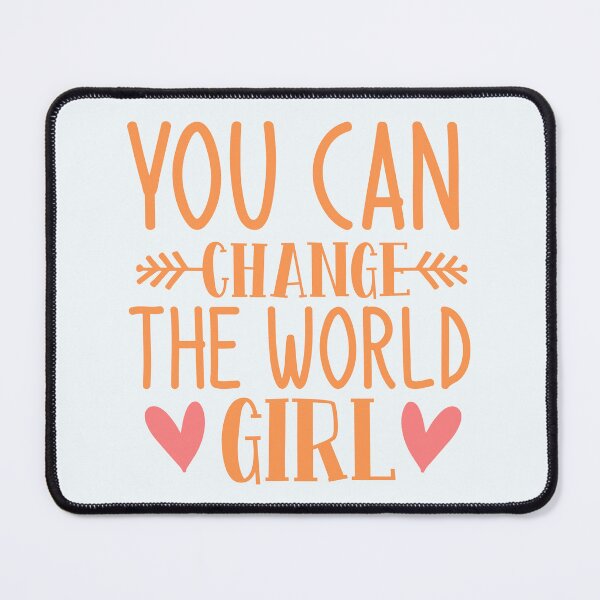 Item preview, You Can Change The World Girl Positive Saying Tangerine Typography designed and sold by MindfulMeta.