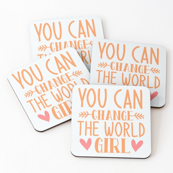 Item preview, You Can Change The World Girl Positive Saying Tangerine Typography designed and sold by MindfulMeta.