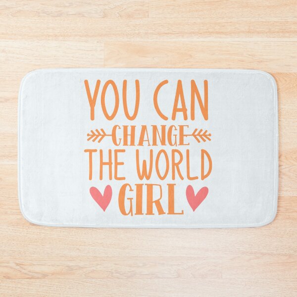 Item preview, You Can Change The World Girl Positive Saying Tangerine Typography designed and sold by MindfulMeta.