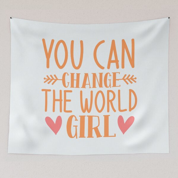 Item preview, You Can Change The World Girl Positive Saying Tangerine Typography designed and sold by MindfulMeta.
