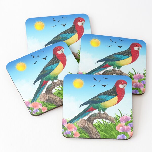 Item preview, Bright Colored Parrot on a Branch Amongst the Flowers designed and sold by CraftyAnimal.