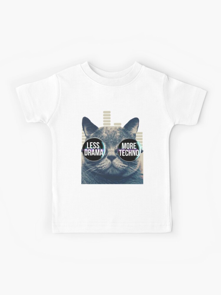 Less Drama More Techno Tshirt Techno Beats Sunglasses Cat Less Drama More Techno Tshirt Techno Beats Sunglasses Cat