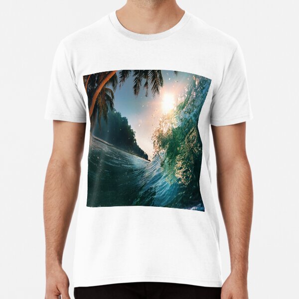 Beach Waves Palm Trees Summer Ocean Premium T-Shirt